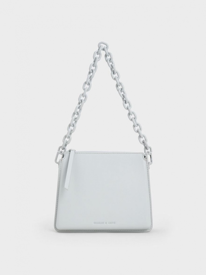 Charles And Keith Camelia Trapeze Crossbody Bags Light Grey | PHILIPPINES O154