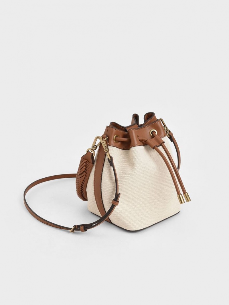 Charles And Keith Canvas Drawstring Bucket Bags Brown | PHILIPPINES C576