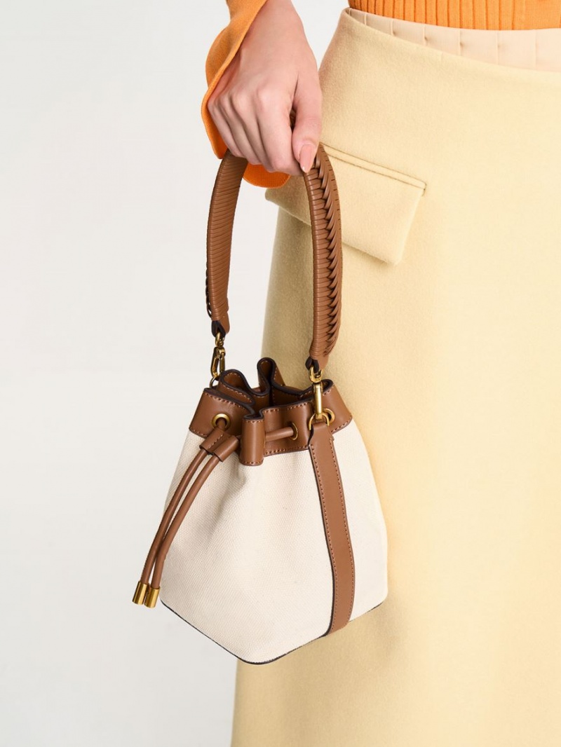 Charles And Keith Canvas Drawstring Bucket Bags Brown | PHILIPPINES C576