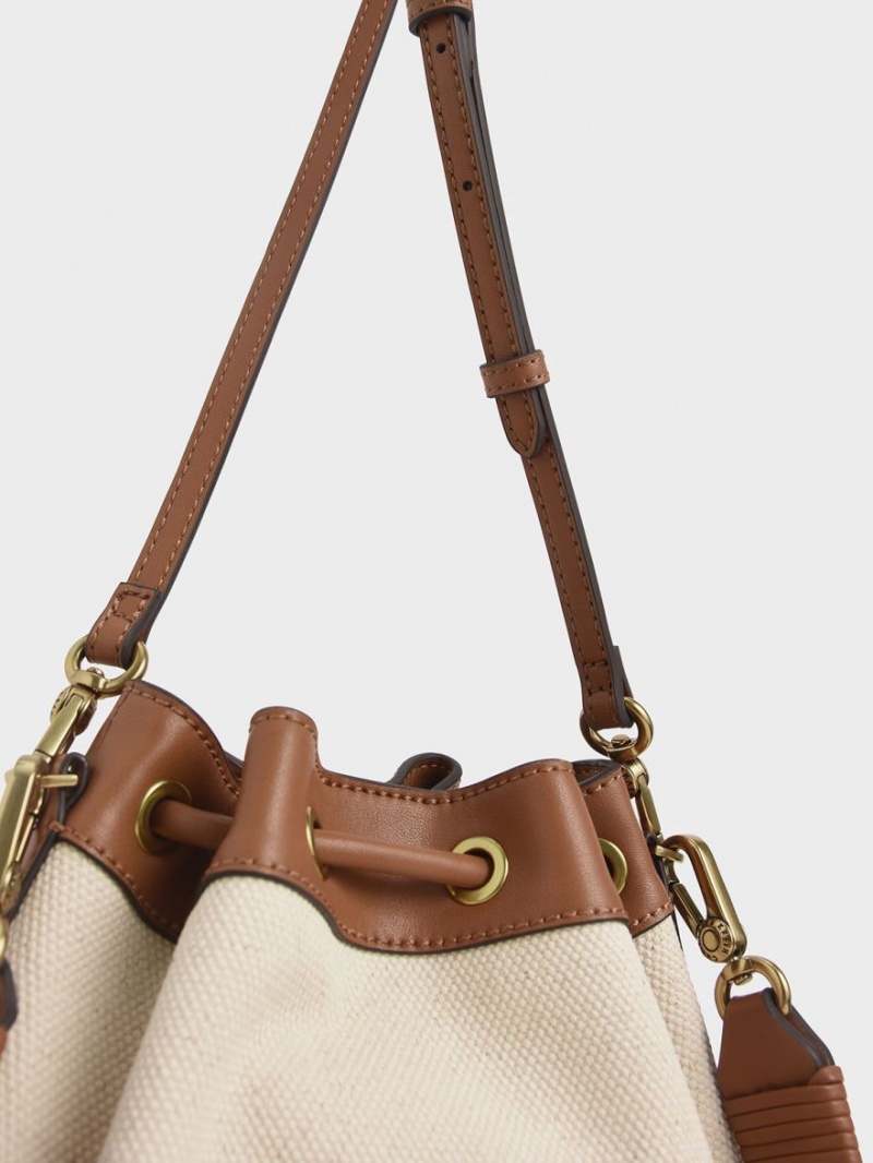 Charles And Keith Canvas Drawstring Bucket Bags Brown | PHILIPPINES C576