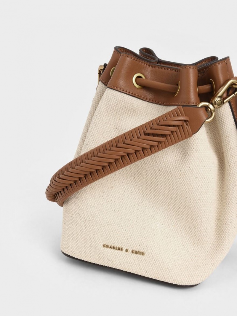 Charles And Keith Canvas Drawstring Bucket Bags Brown | PHILIPPINES C576