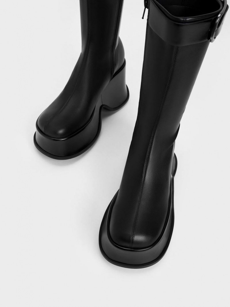 Charles And Keith Carlisle Platform Boots Black | PHILIPPINES G321