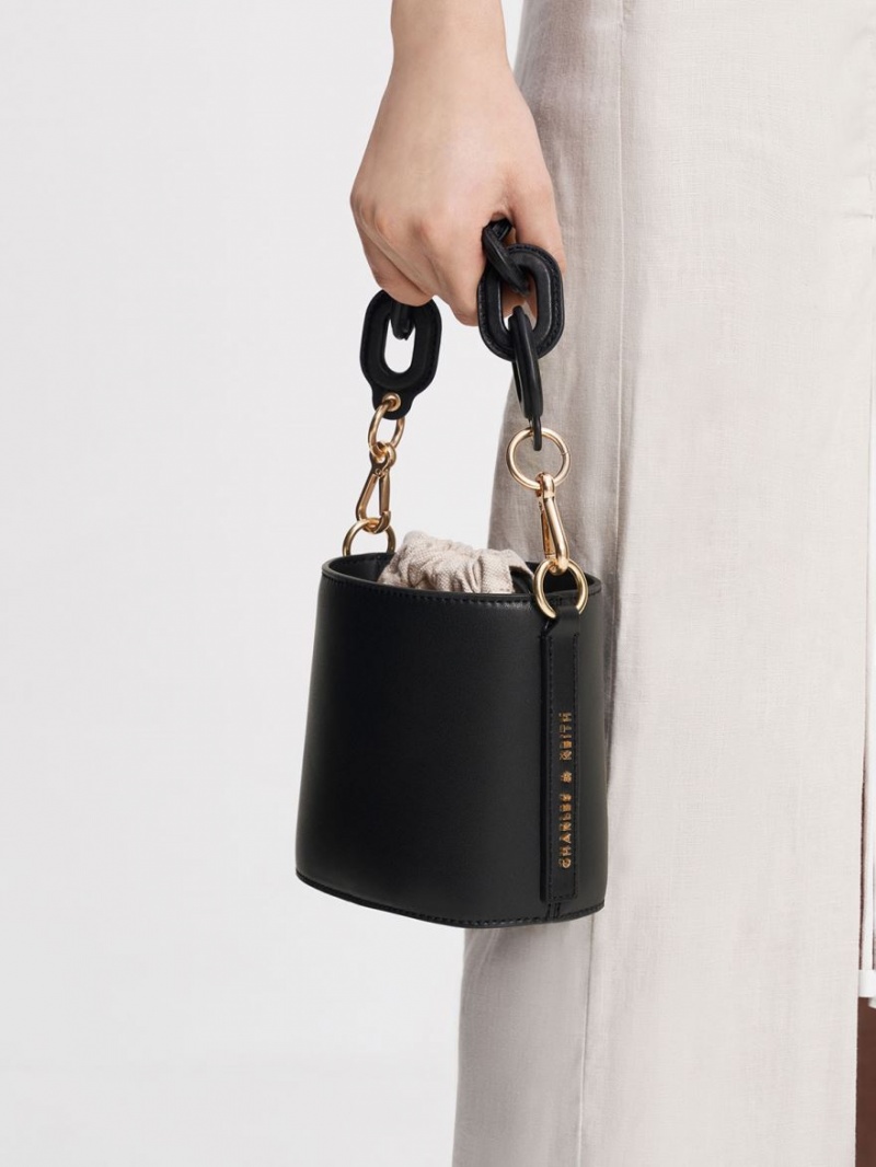 Charles And Keith Catena Bucket Bags Black | PHILIPPINES I150