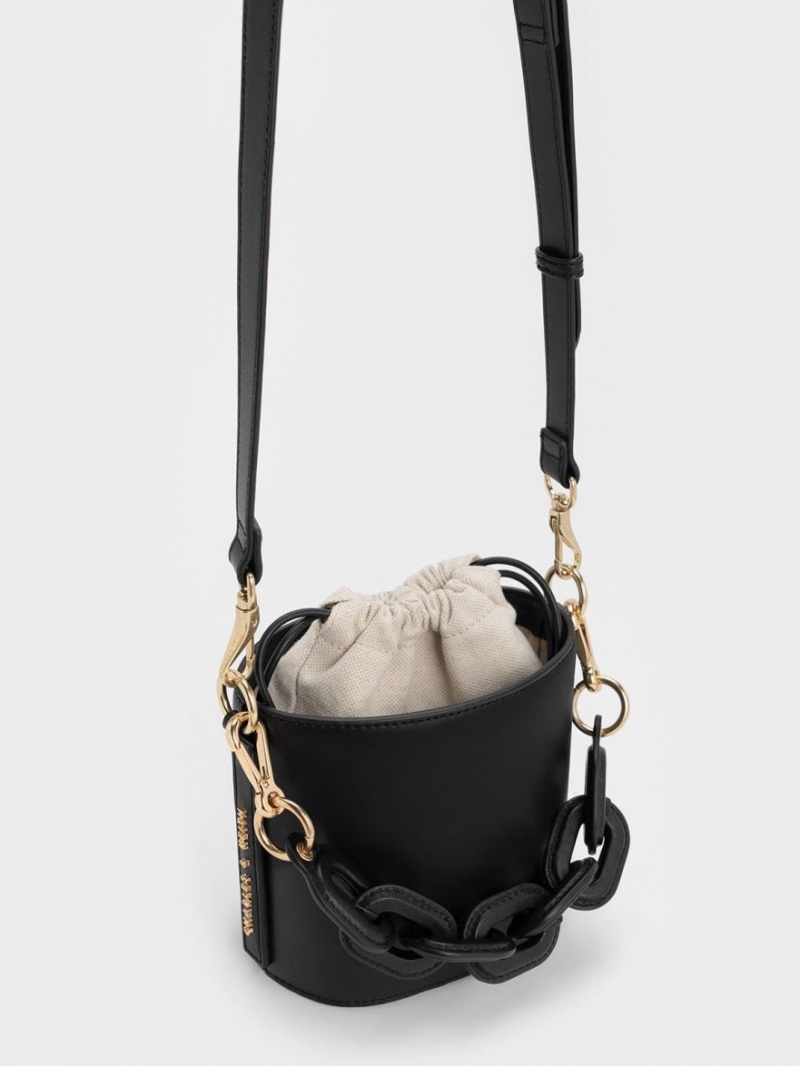 Charles And Keith Catena Bucket Bags Black | PHILIPPINES I150