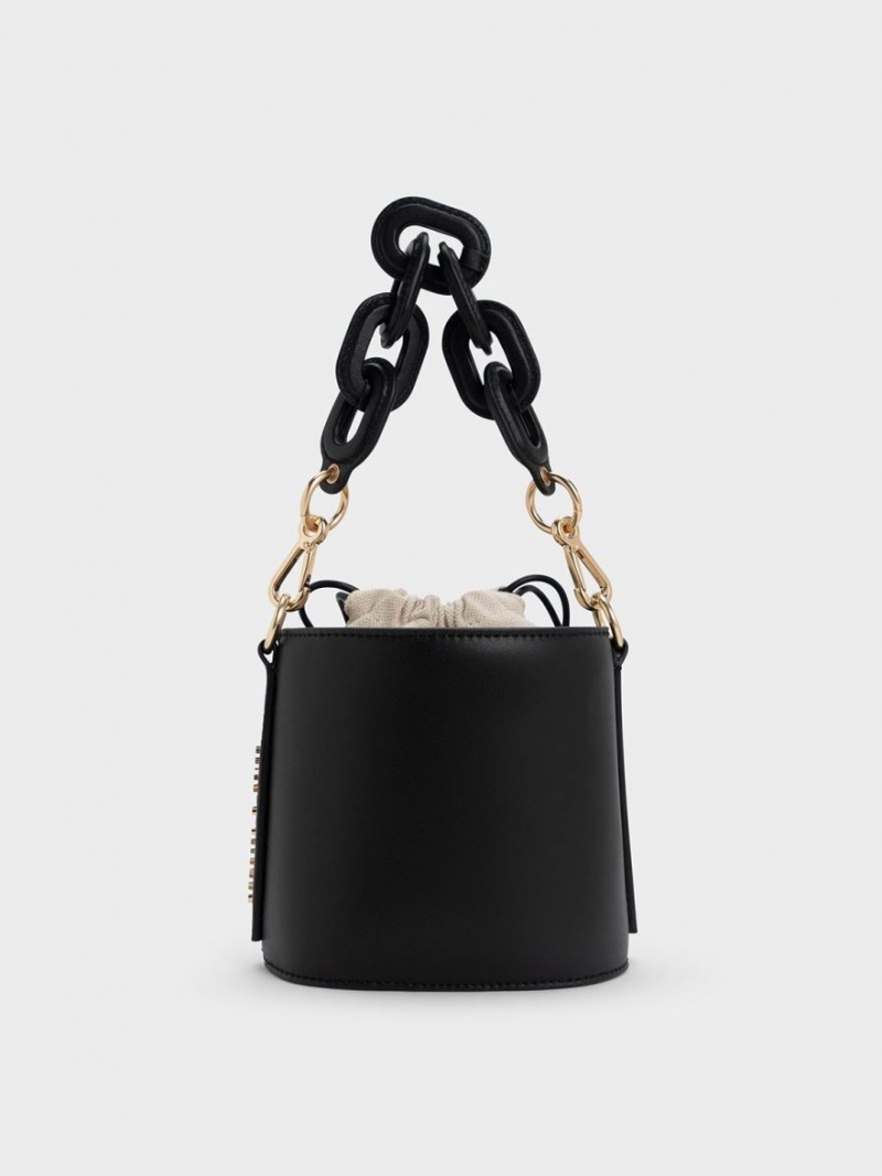 Charles And Keith Catena Bucket Bags Black | PHILIPPINES I150