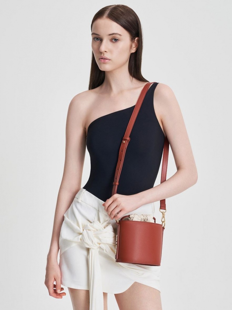 Charles And Keith Catena Bucket Bags Dark Red | PHILIPPINES N865