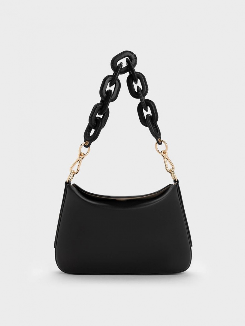 Charles And Keith Catena Chain Handbag Black | PHILIPPINES T930