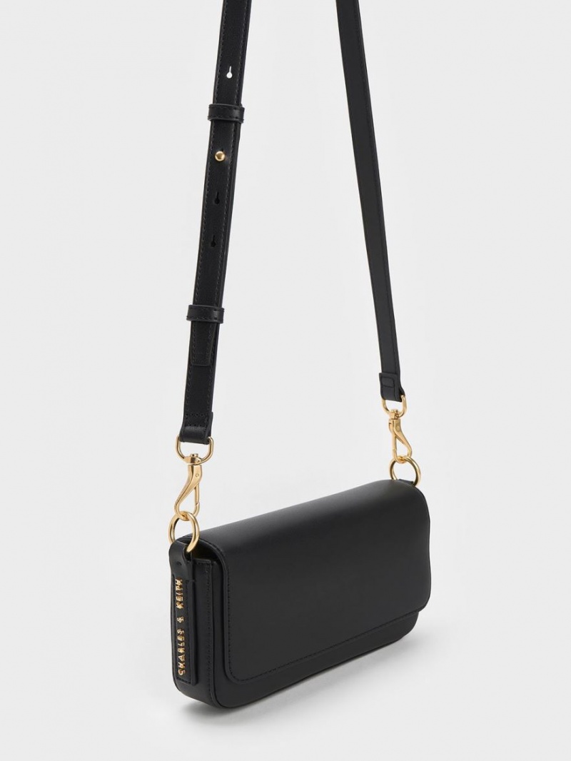 Charles And Keith Catena Front Flap Tote Bags Black | PHILIPPINES N942