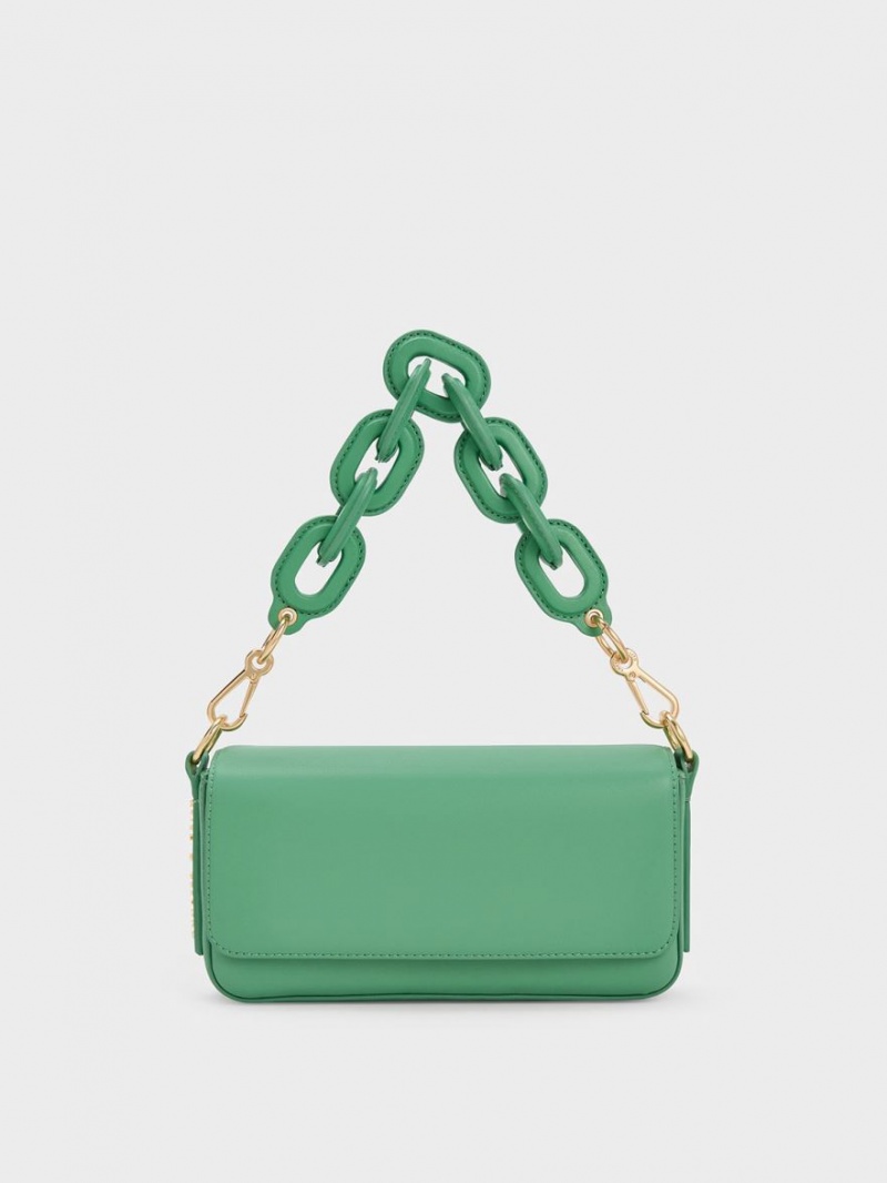 Charles And Keith Catena Front Flap Tote Bags Green | PHILIPPINES Z182