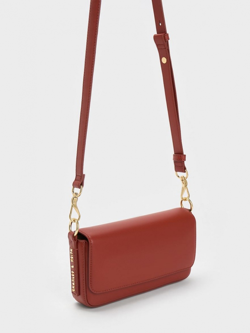 Charles And Keith Catena Front Flap Tote Bags Dark Red | PHILIPPINES B504