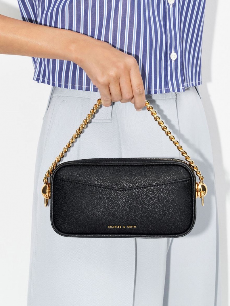 Charles And Keith Cayce Boxy Crossbody Bags Black | PHILIPPINES P695