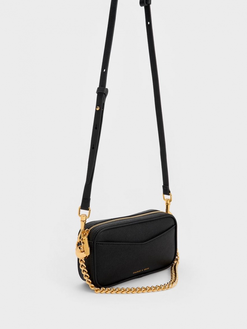 Charles And Keith Cayce Boxy Crossbody Bags Black | PHILIPPINES P695