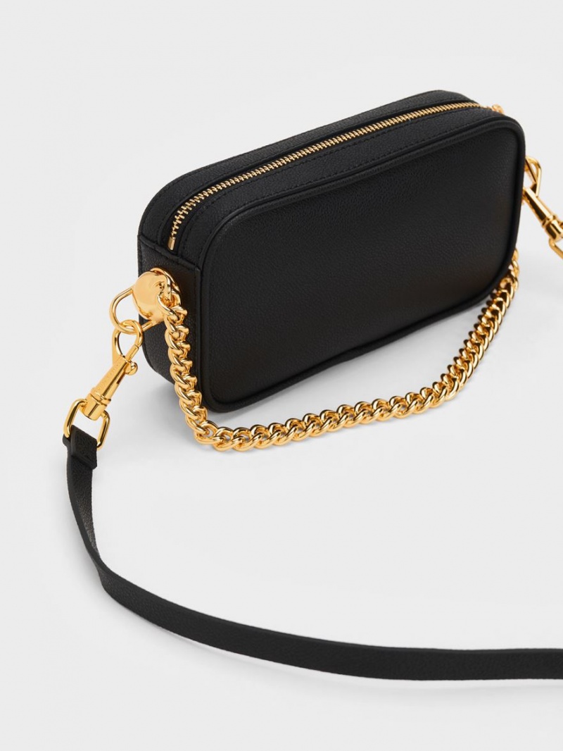 Charles And Keith Cayce Boxy Crossbody Bags Black | PHILIPPINES P695