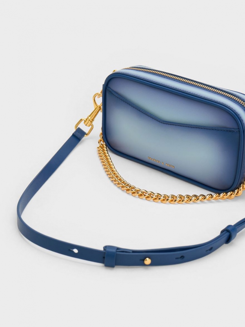 Charles And Keith Cayce Ombre Boxy Crossbody Bags Navy | PHILIPPINES Z263