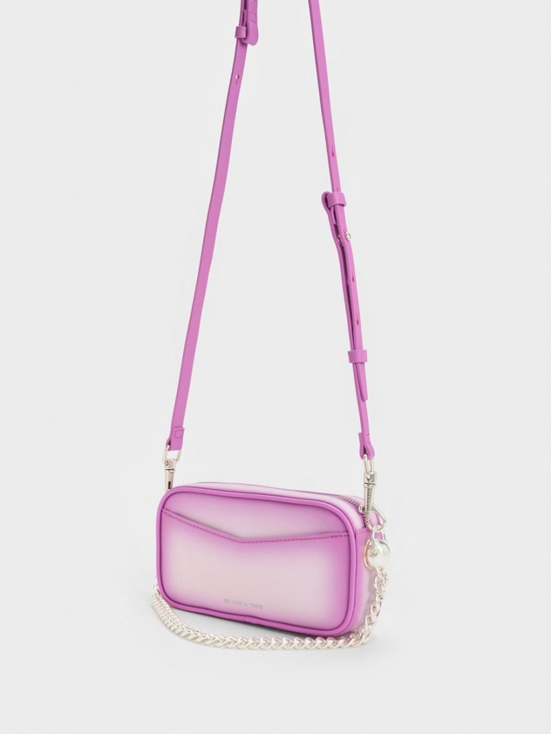 Charles And Keith Cayce Ombre Boxy Crossbody Bags Purple | PHILIPPINES F572