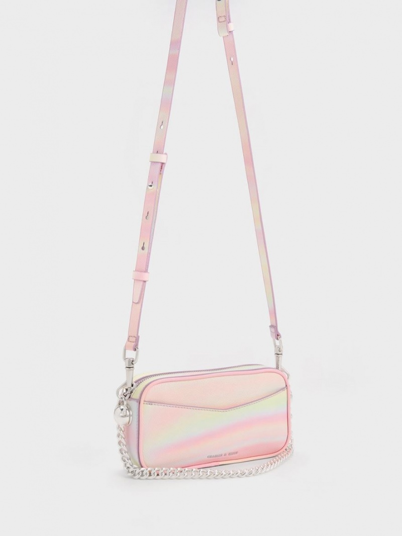 Charles And Keith Cayce Swirl-Print Boxy Crossbody Bags Pink | PHILIPPINES B289