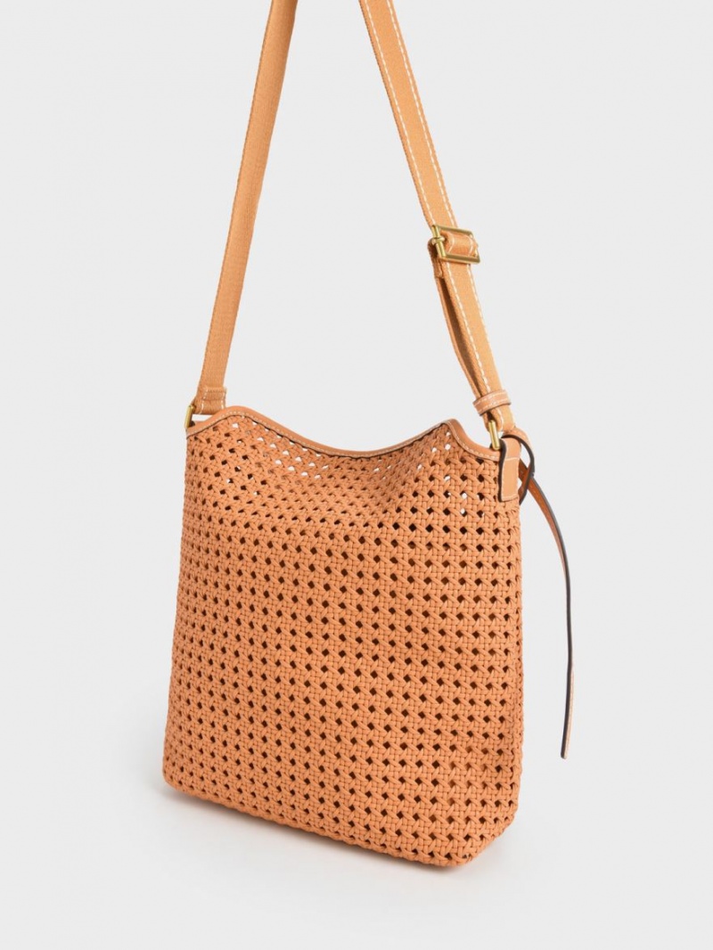 Charles And Keith Cecily Woven Large Shoulder Bags Orange | PHILIPPINES Z760