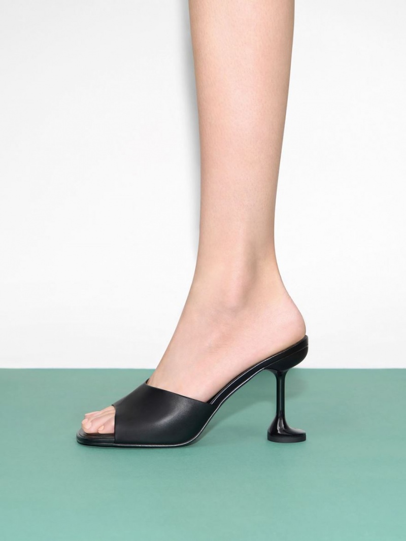 Charles And Keith Celestine Sculptural Heel Mules Black | PHILIPPINES A687