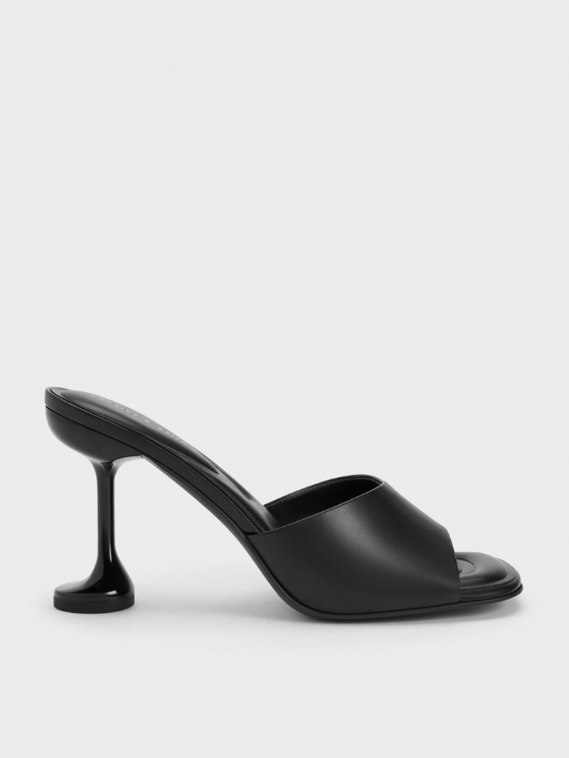 Charles And Keith Celestine Sculptural Heel Mules Black | PHILIPPINES A687