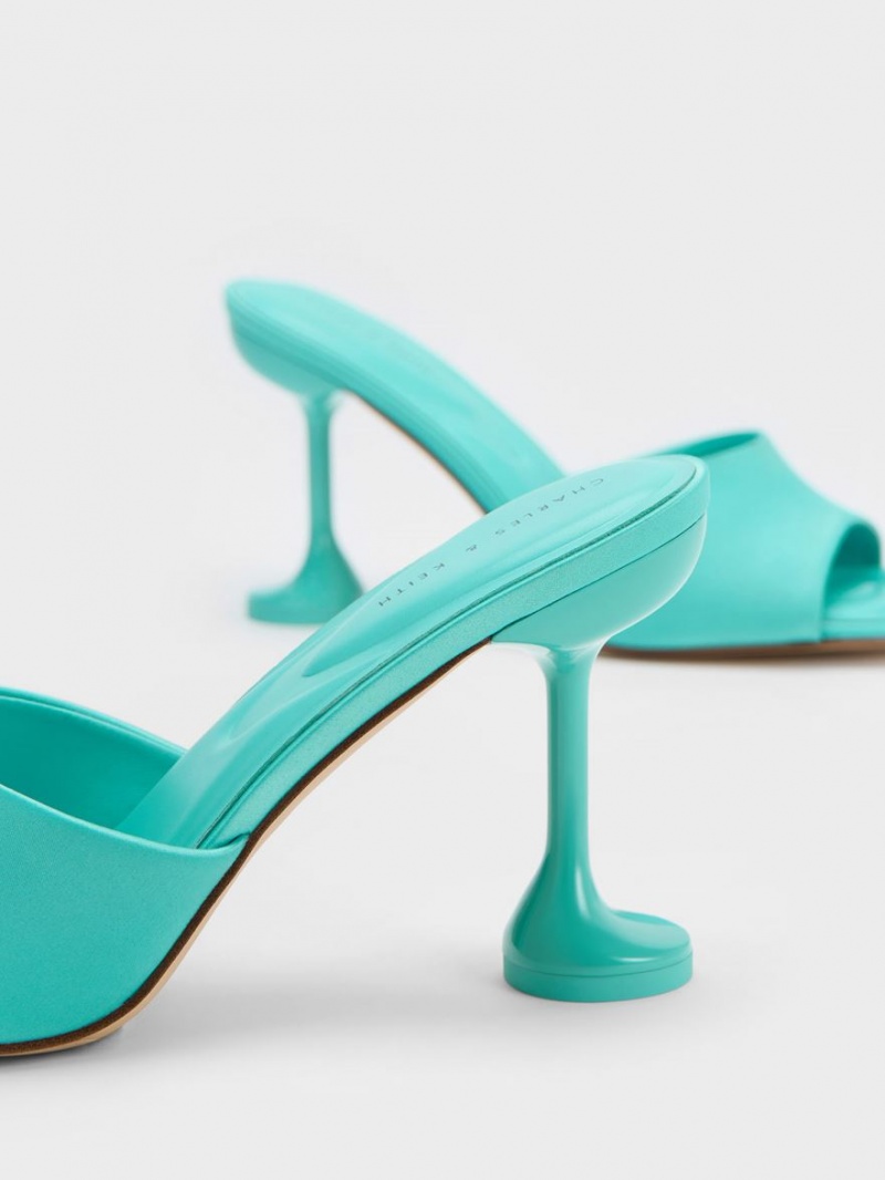 Charles And Keith Celestine Sculptural Heel Mules Turquoise | PHILIPPINES L948