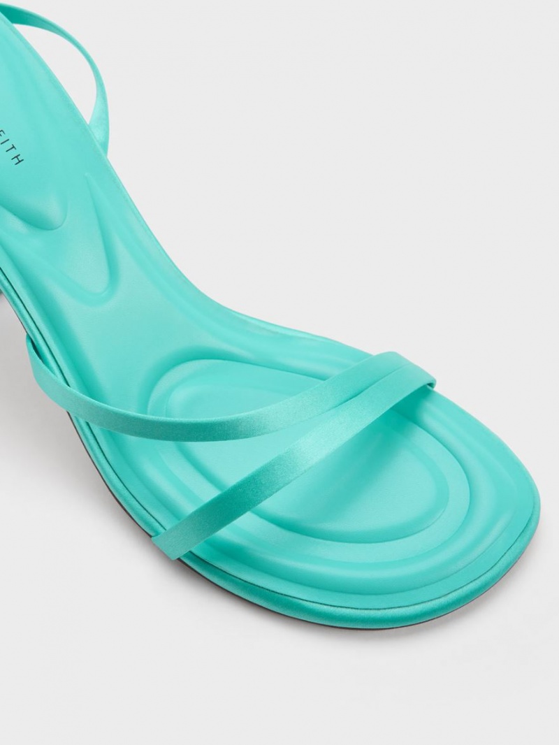 Charles And Keith Celestine Sculptural Heel Strap Sandals Turquoise | PHILIPPINES H269