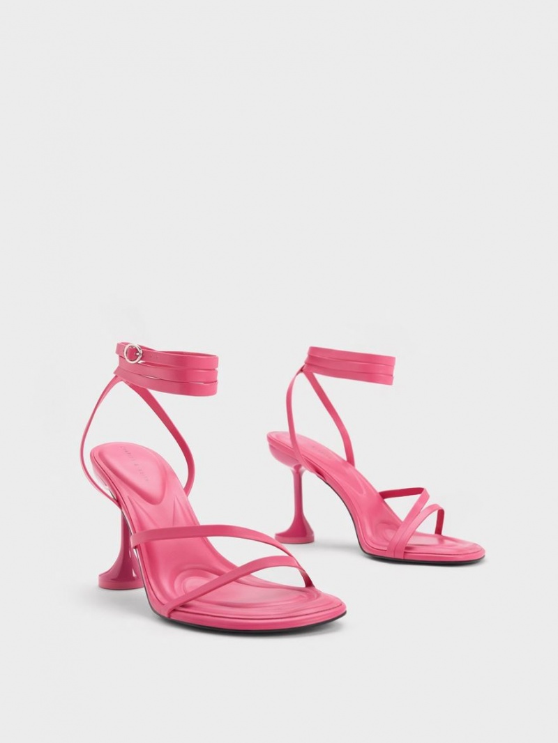 Charles And Keith Celestine Sculptural Heel Strap Sandals Pink | PHILIPPINES O382