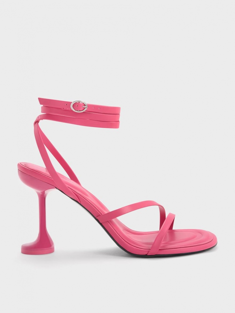 Charles And Keith Celestine Sculptural Heel Strap Sandals Pink | PHILIPPINES O382