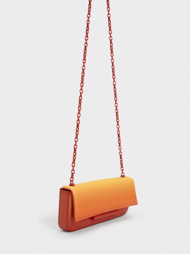 Charles And Keith Cesia Chain Strap Shoulder Bags Orange | PHILIPPINES I563