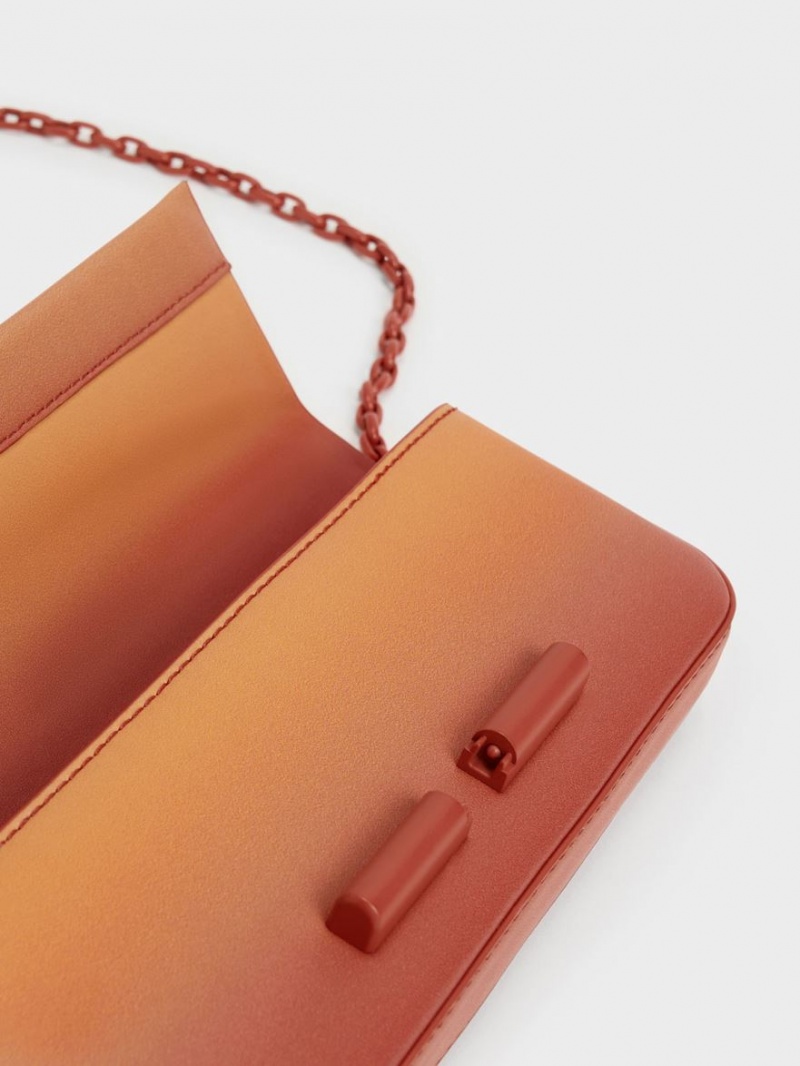 Charles And Keith Cesia Chain Strap Shoulder Bags Orange | PHILIPPINES I563