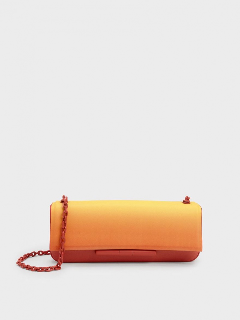 Charles And Keith Cesia Chain Strap Shoulder Bags Orange | PHILIPPINES I563