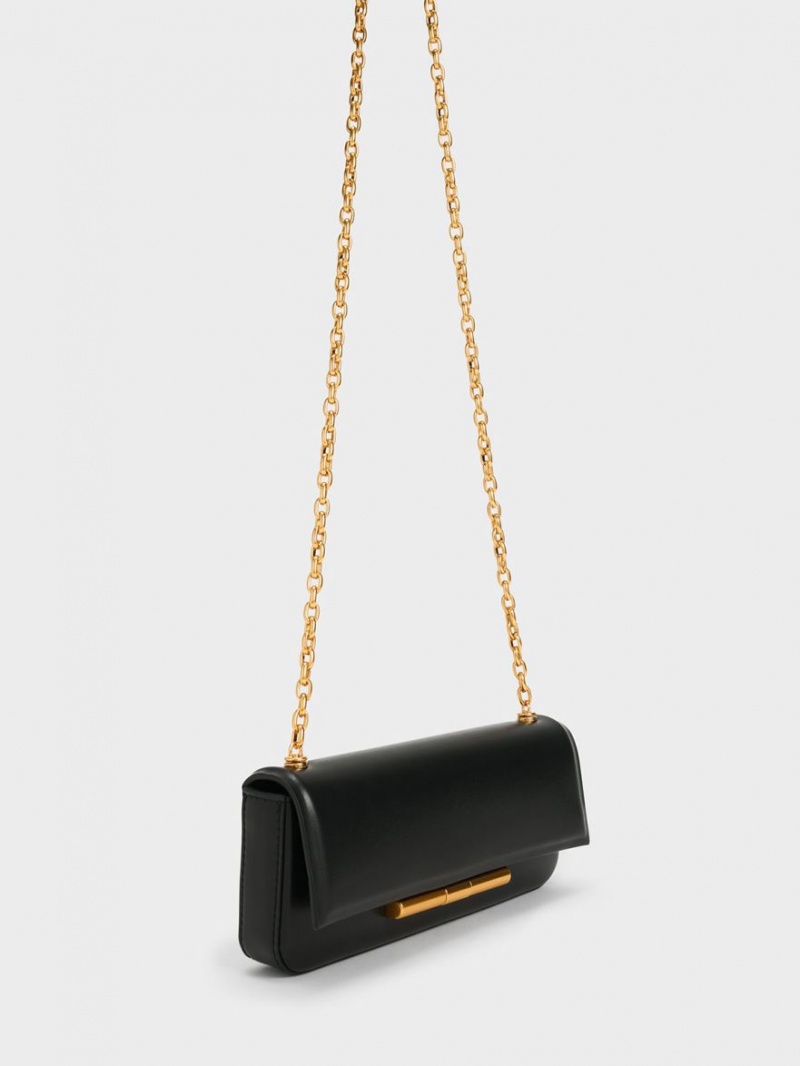 Charles And Keith Cesia Chain Strap Shoulder Bags Black | PHILIPPINES O253