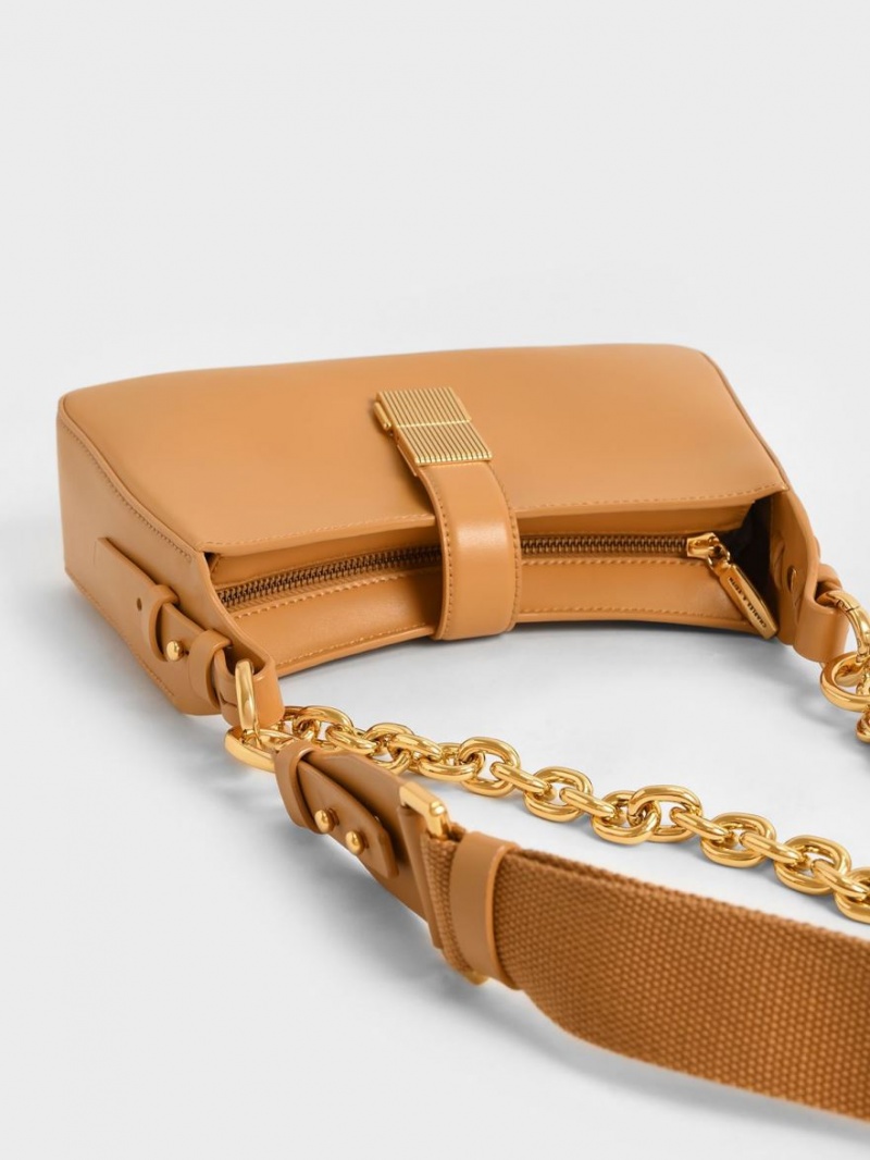 Charles And Keith Chain Handle Shoulder Bags Orange | PHILIPPINES J294