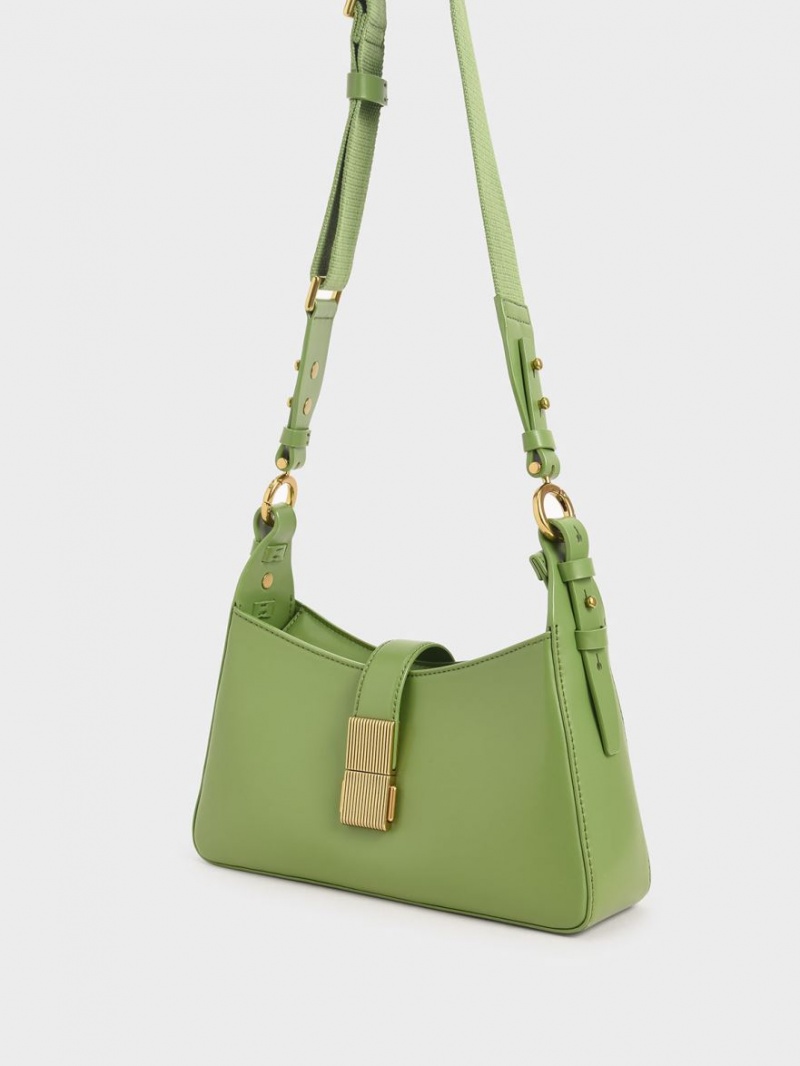 Charles And Keith Chain Handle Shoulder Bags Green | PHILIPPINES A108