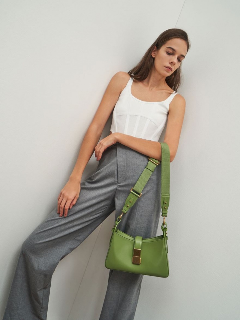 Charles And Keith Chain Handle Shoulder Bags Green | PHILIPPINES A108