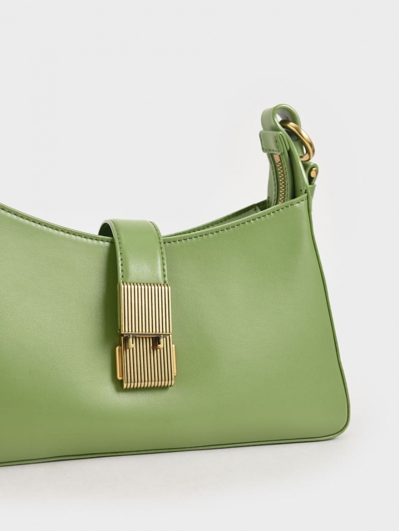 Charles And Keith Chain Handle Shoulder Bags Green | PHILIPPINES A108