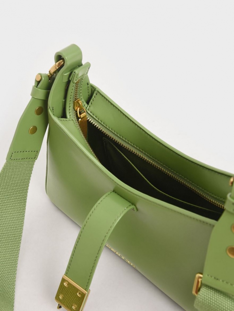 Charles And Keith Chain Handle Shoulder Bags Green | PHILIPPINES A108