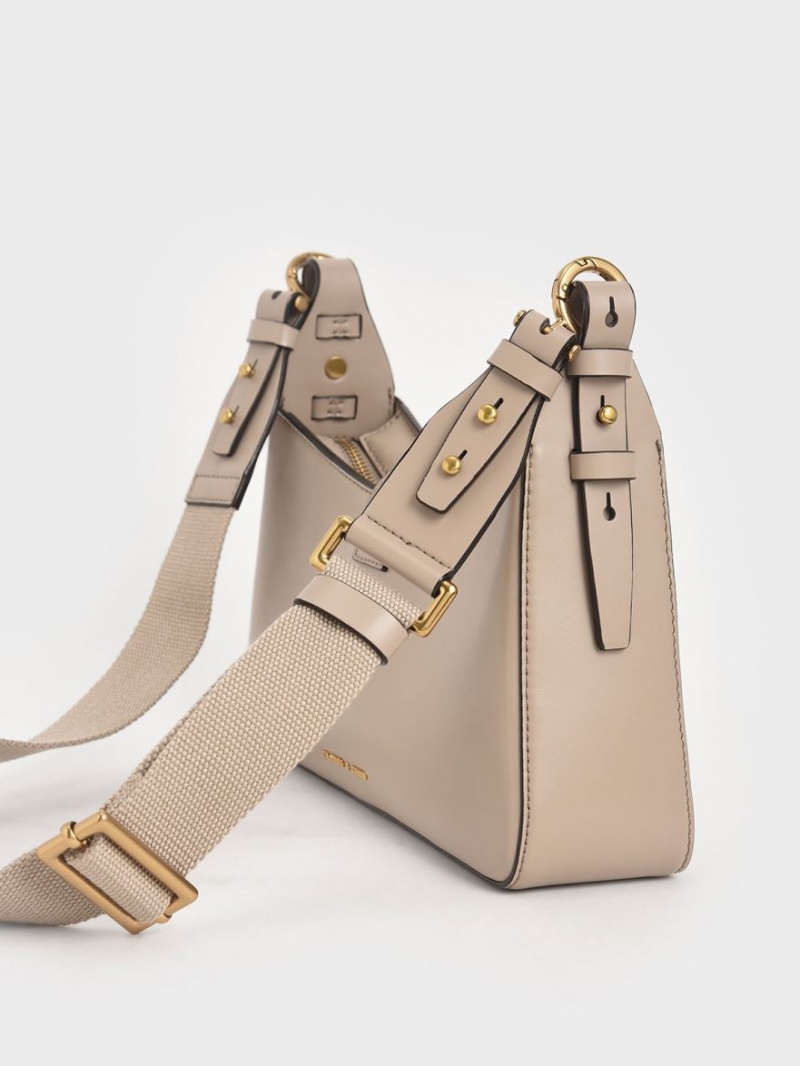 Charles And Keith Chain Handle Shoulder Bags Beige | PHILIPPINES Z752