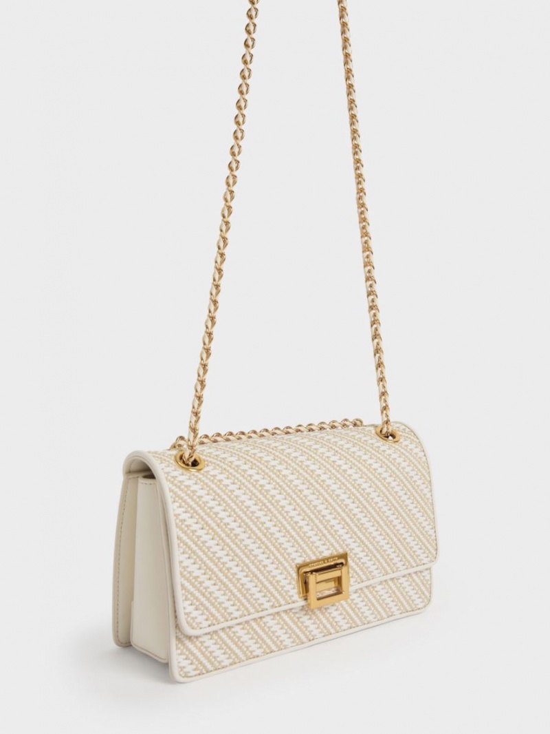 Charles And Keith Chain Handle Shoulder Bags White | PHILIPPINES J831