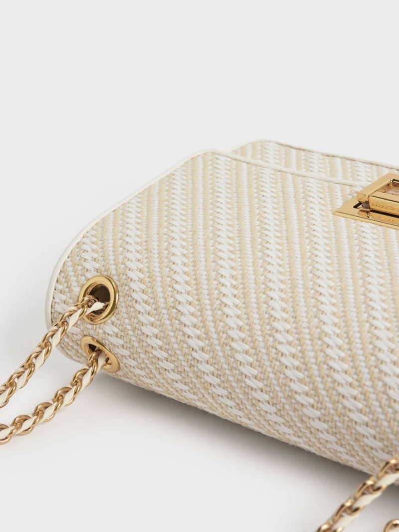 Charles And Keith Chain Handle Shoulder Bags White | PHILIPPINES J831