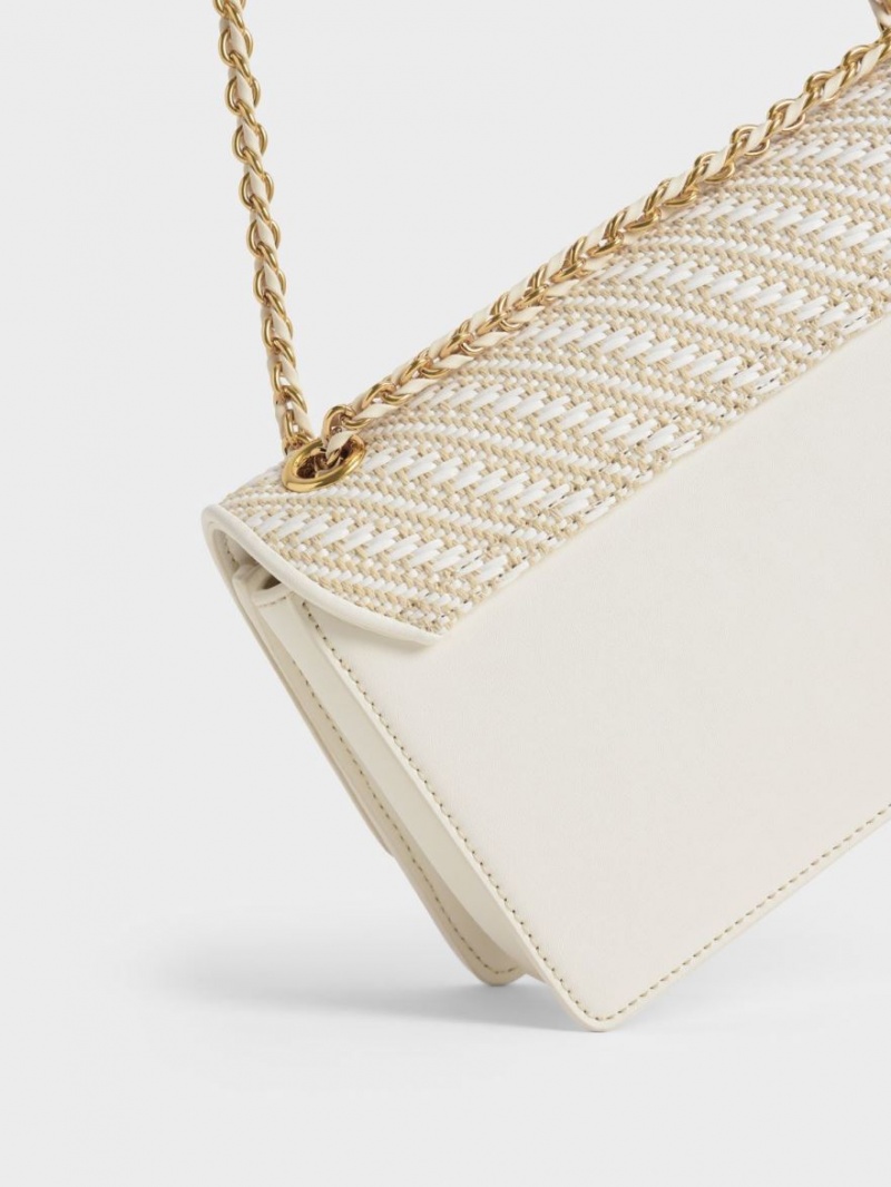 Charles And Keith Chain Handle Shoulder Bags White | PHILIPPINES J831