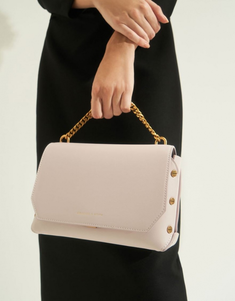 Charles And Keith Chain Handle Shoulder Bags Pink | PHILIPPINES C940