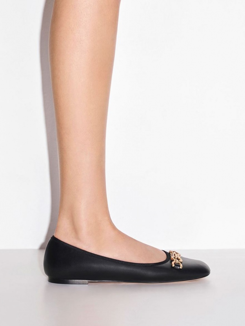 Charles And Keith Chain Link Ballet Flats Black | PHILIPPINES L145