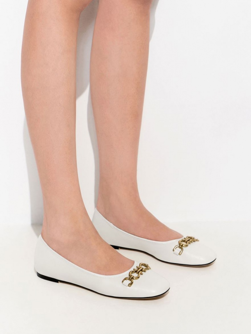 Charles And Keith Chain Link Ballet Flats White | PHILIPPINES P243