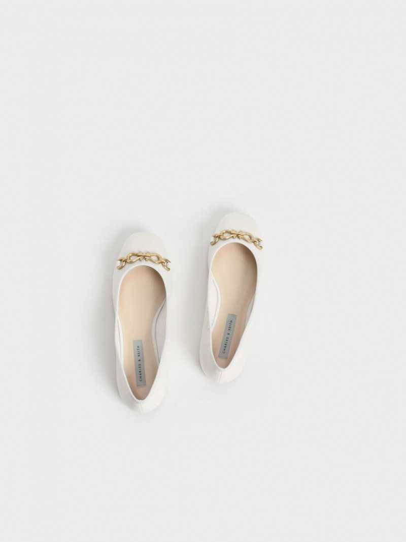 Charles And Keith Chain Link Ballet Flats White | PHILIPPINES P243