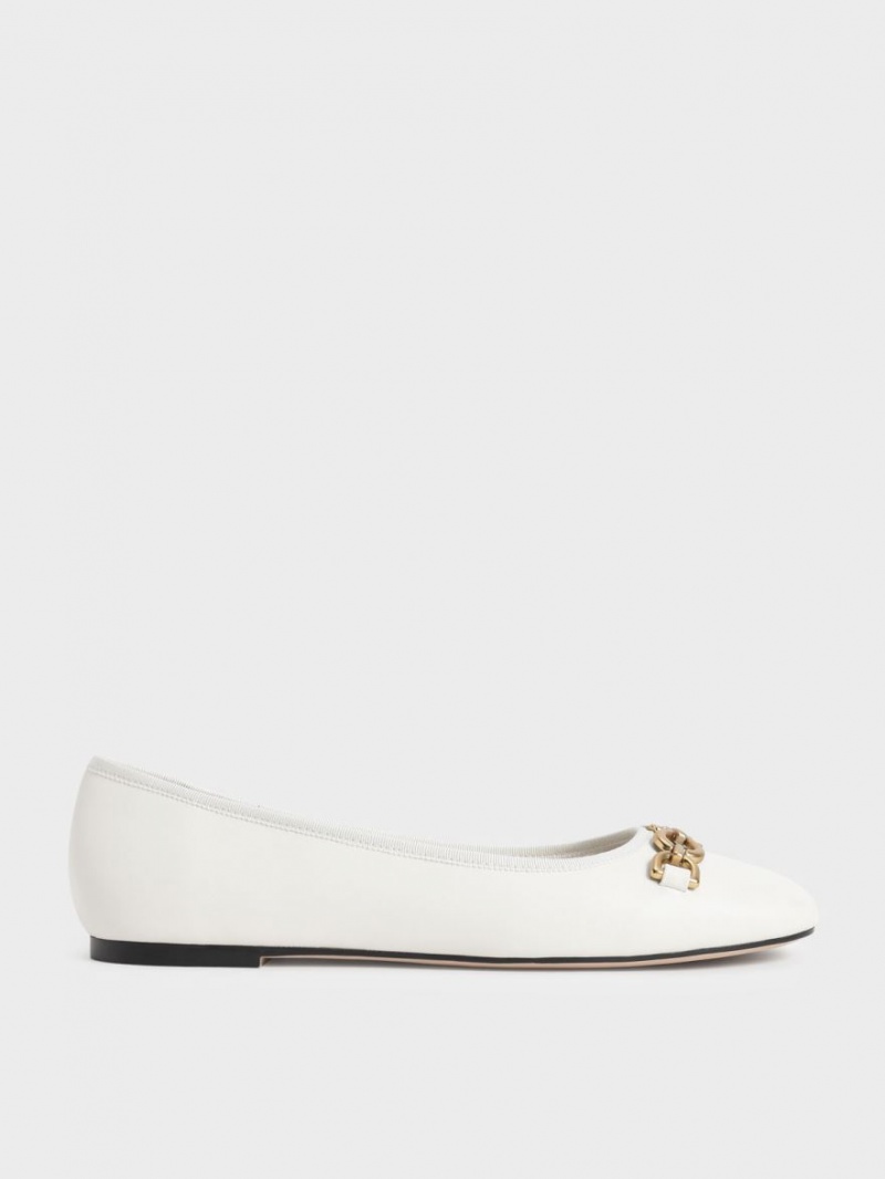 Charles And Keith Chain Link Ballet Flats White | PHILIPPINES P243