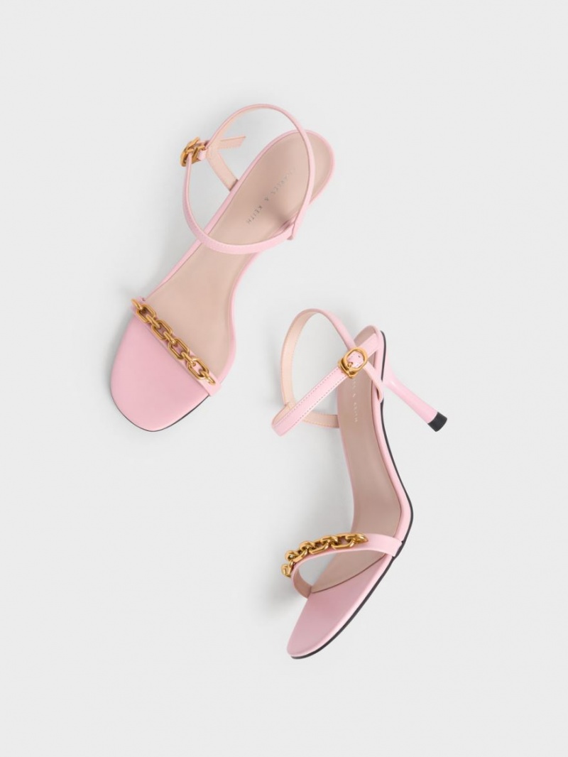 Charles And Keith Chain Link Heels Sandals Light Pink | PHILIPPINES B139