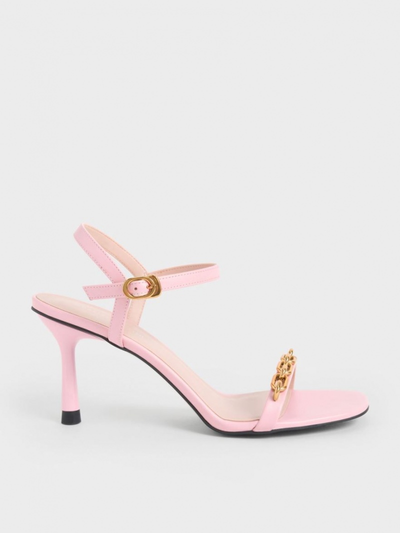 Charles And Keith Chain Link Heels Sandals Light Pink | PHILIPPINES B139