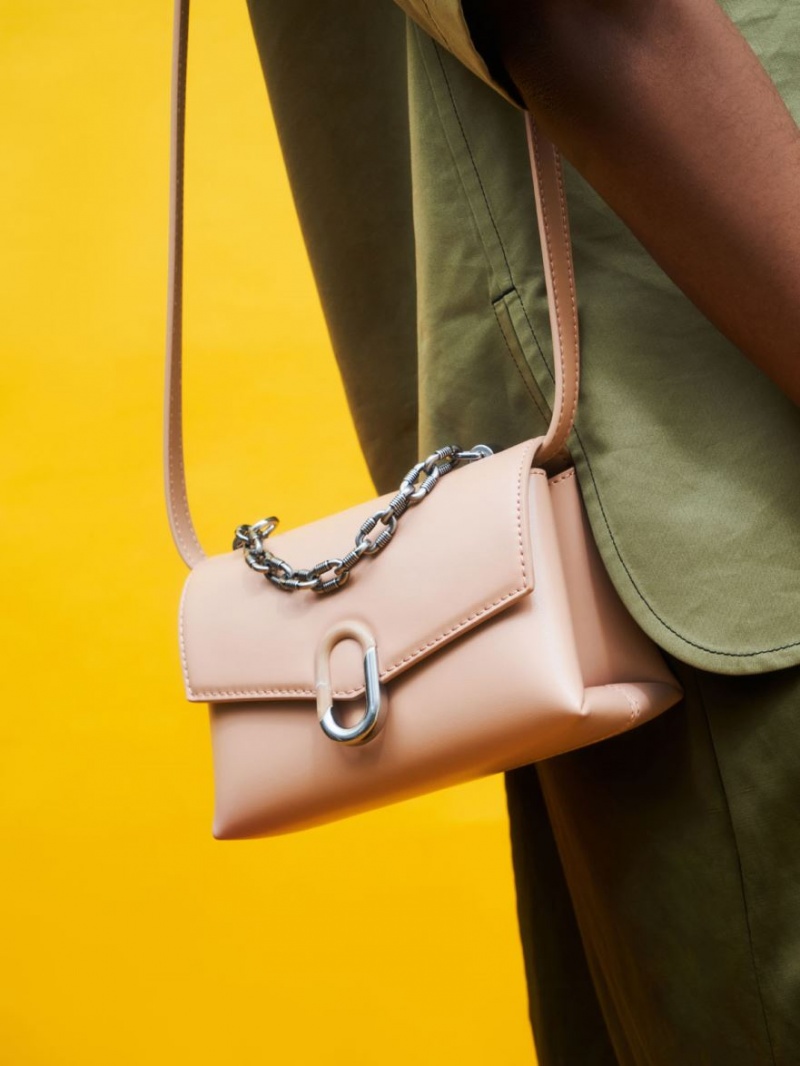 Charles And Keith Chain Strap Envelope Crossbody Bags Pink | PHILIPPINES J082