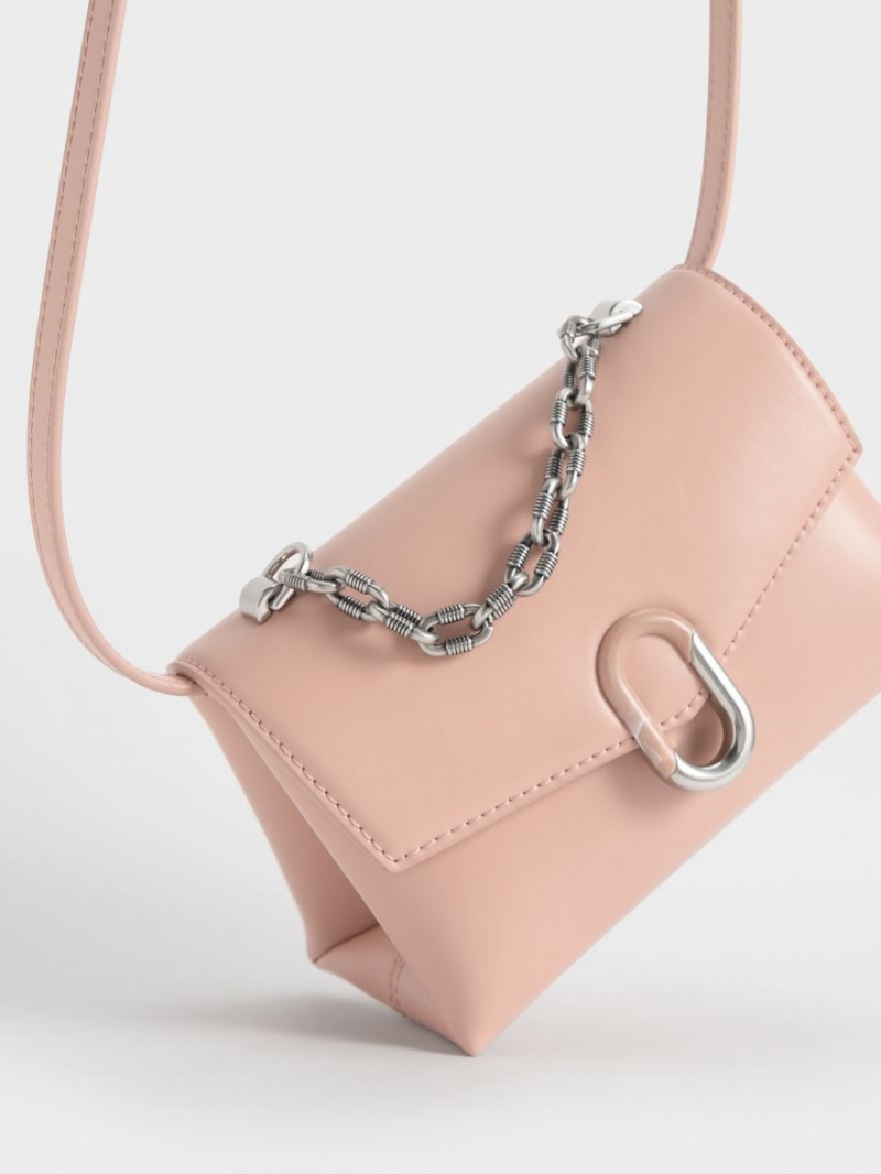 Charles And Keith Chain Strap Envelope Crossbody Bags Pink | PHILIPPINES J082