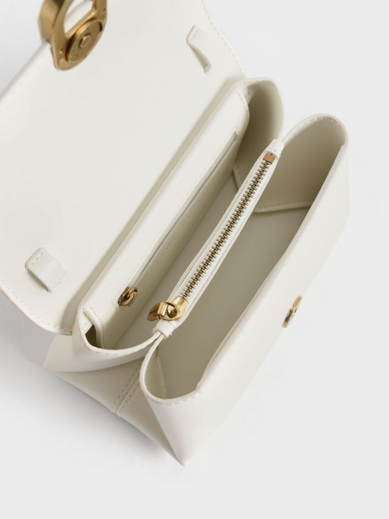 Charles And Keith Chain Strap Envelope Crossbody Bags White | PHILIPPINES X458